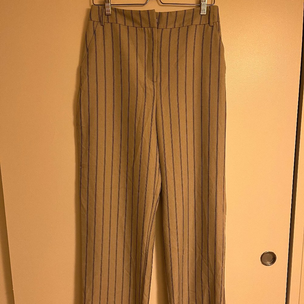 Cream and Black Pinstripe Dress Pants, Size M
